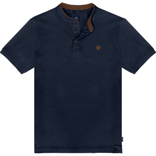 PS-312S Double Polo Pique Mao Collar Navy