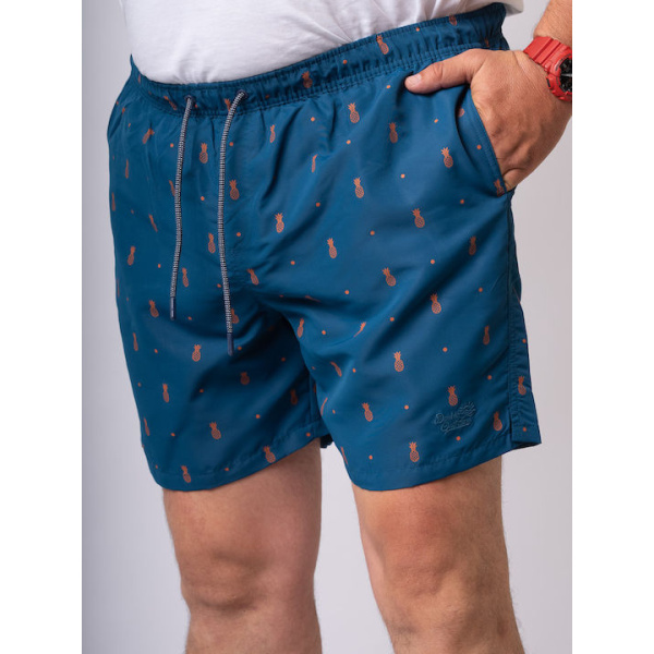 MTS-134A Double All Over Print Shorts (Μεγάλα μεγέθη) Teal