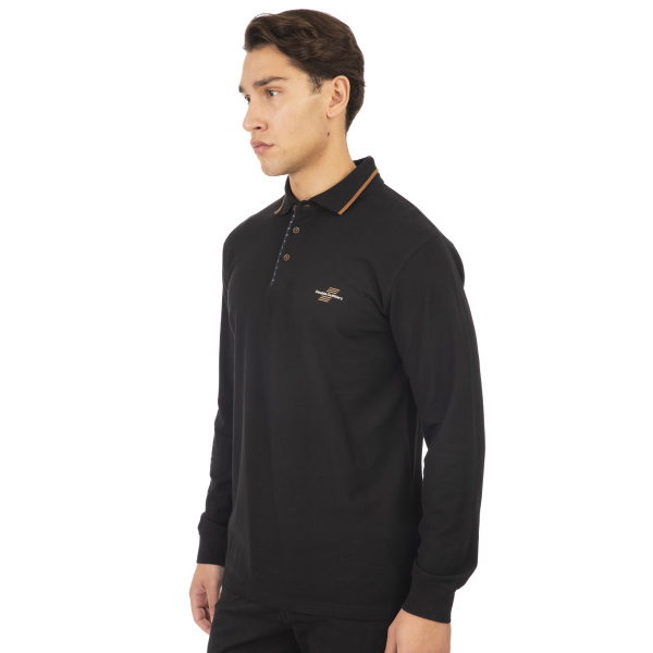 PS-3002 Double T-Shirts Polo Pique Black