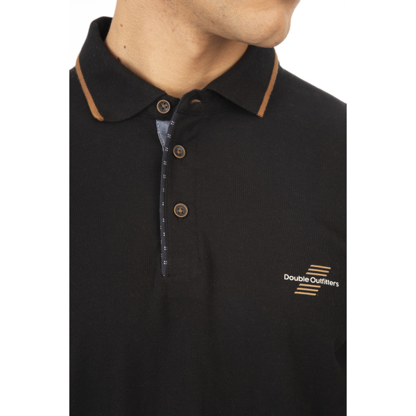 PS-3002 Double T-Shirts Polo Pique Black