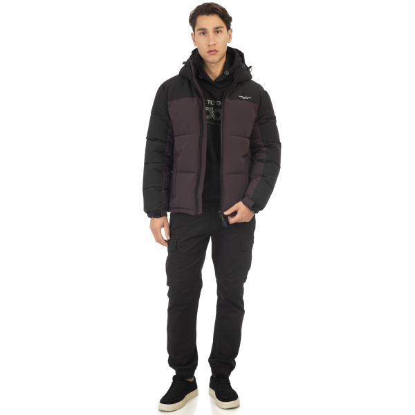 MJK-2006A Double Jackets Mid Length Padded (Μεγάλα Μεγέθη) Plum Black CC41