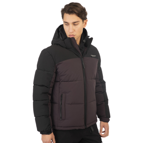 MJK-2006A Double Jackets Mid Length Padded (Μεγάλα Μεγέθη) Plum Black CC41