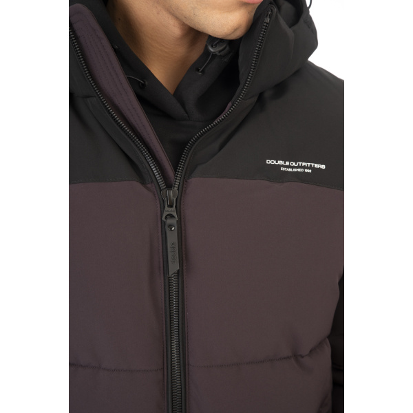 MJK-2006A Double Jackets Mid Length Padded (Μεγάλα Μεγέθη) Plum Black CC41